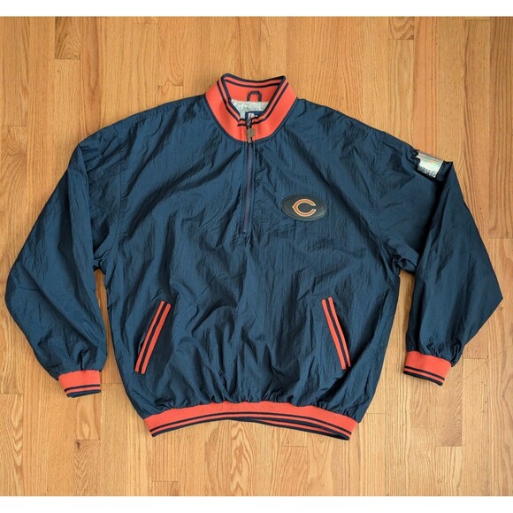 Vintage 90s Pro Player Chicago Bears NFL Experience Large Jacket Hologram Navy - Picture 1 of 10